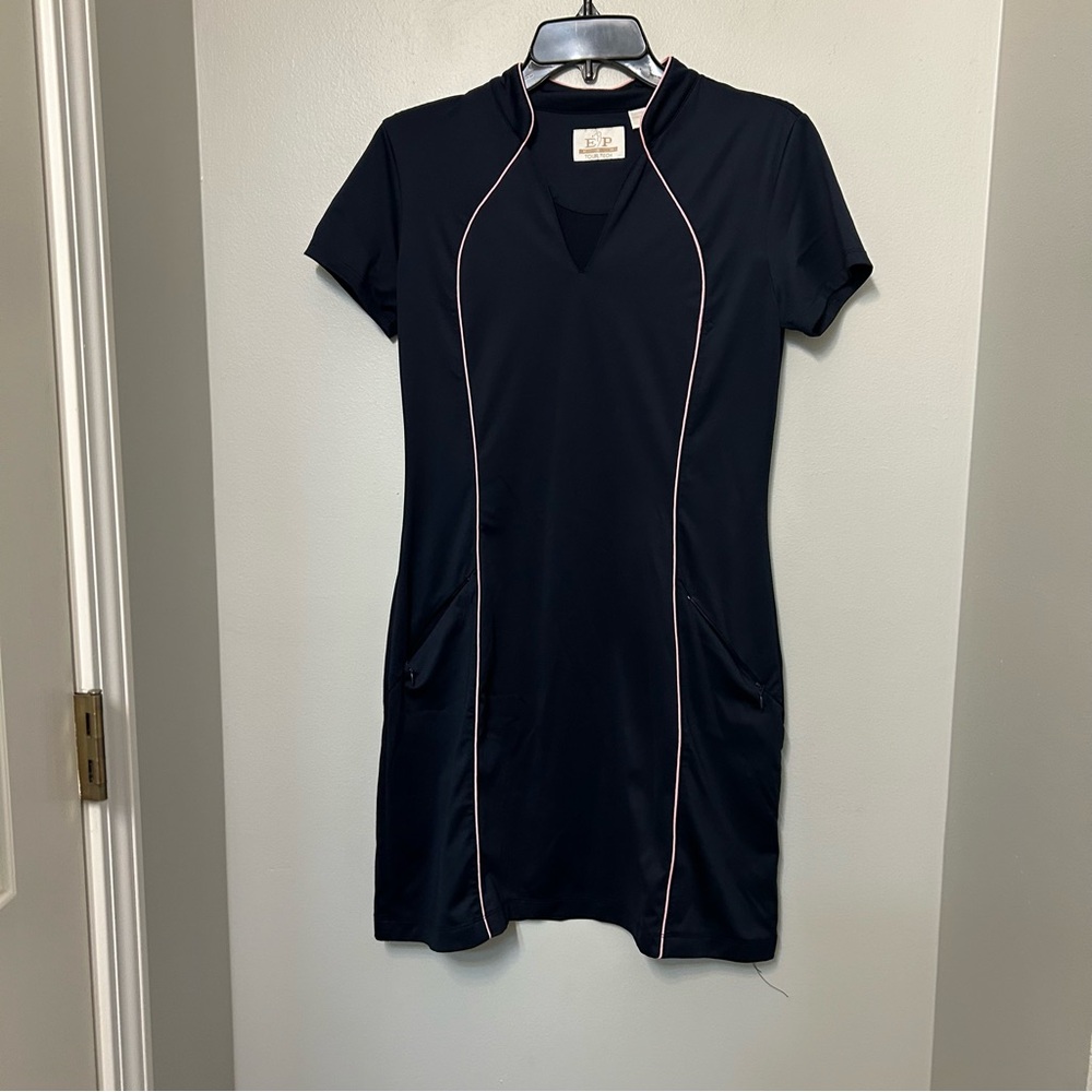 Pro Tour Tech Blue Pink V Neck Polo Golf Tennis‎ Dress Womens XS Stretch
